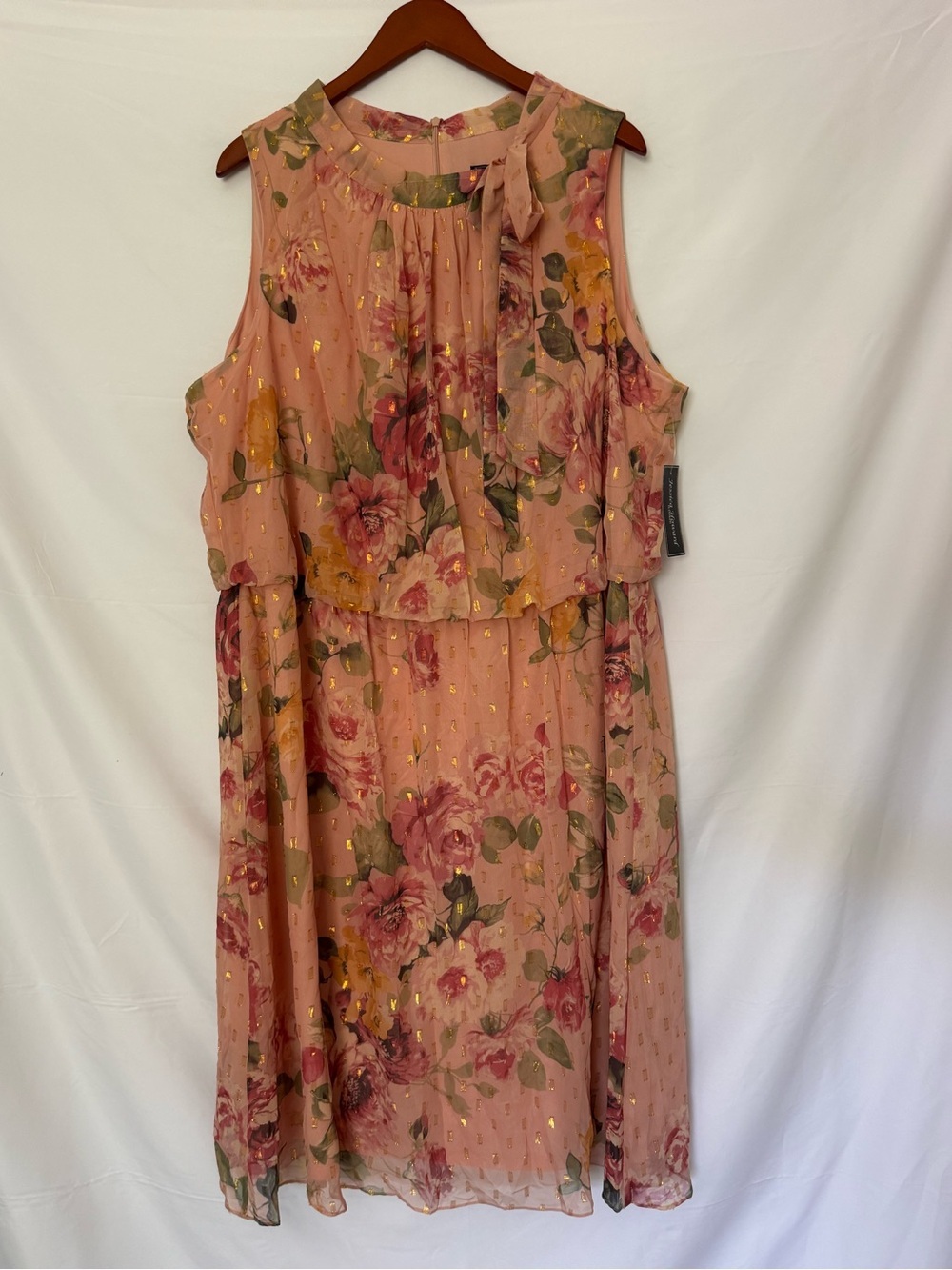 Jessica Howard Blush Popover Dress 22W NWT Gold Lurex